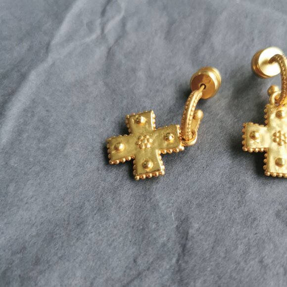 Julie Vos Canterbury Gold Hoop & Charm Earrings fashion - Picture 2 of 3